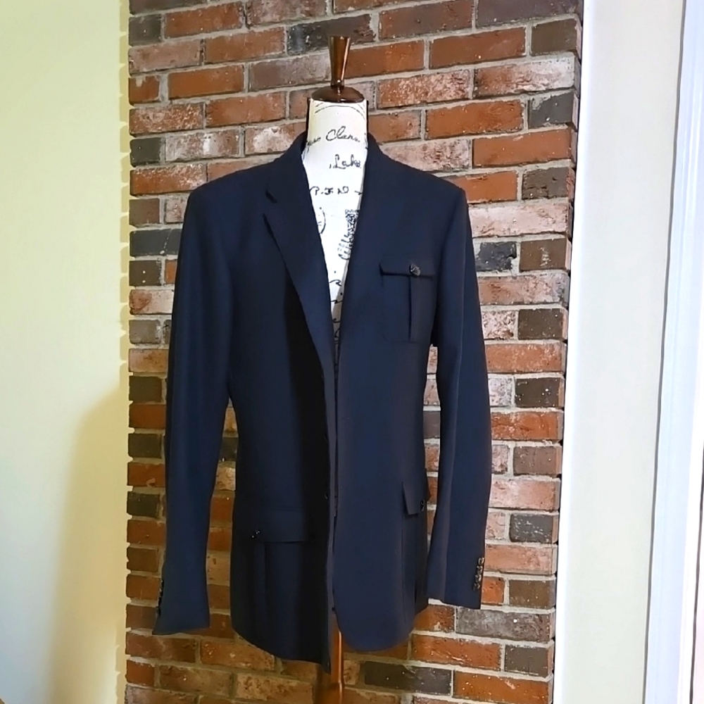 Burberry Mens Black Tailored Blazer/Coat Wool Cashmere Blend